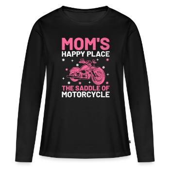 L’endroit heureux de maman La selle de la moto - T-shirt manches longues Premium bio Femme - noir - Devant - Julia (174cm)