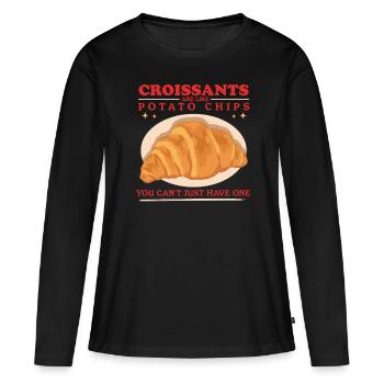 Croissant Croissant Croissant Croissant Beugel Cadeau - T-shirt manches longues Premium bio Femme - noir - Devant - Julia (174cm)