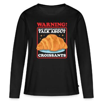 Croissant Croissant Croissant Beugel Croissant Cadeaux - T-shirt manches longues Premium bio Femme - noir - Devant - Julia (174cm)