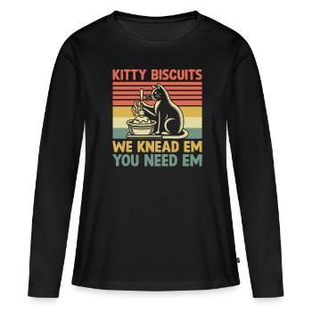 Kätzchenkekse Wir Kneten Em Du Brauchst Em Backen Backen - Frauen Premium Bio Langarmshirt - Schwarz - Vorne - Julia (174cm)