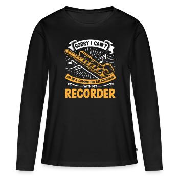 Je suis dans une relation engagée avec mon enregistreur M - T-shirt manches longues Premium bio Femme - noir - Devant - Julia (174cm)