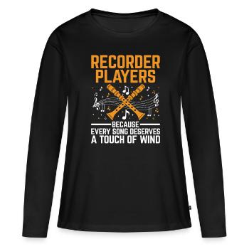Blockflötenspieler, weil jedes Lied einen Tou verdient - Frauen Premium Bio Langarmshirt - Schwarz - Vorne - Julia (174cm)