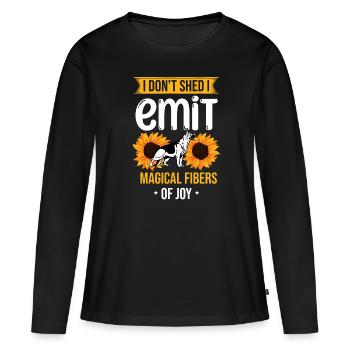 Je ne perds pas, j’émets des fibres magiques de joie Allemands S - T-shirt manches longues Premium bio Femme - noir - Devant - Julia (174cm)