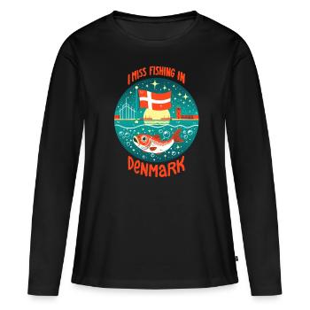 Pêche au Danemark - T-shirt manches longues Premium bio Femme - noir - Devant - Julia (174cm)