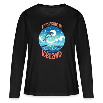Pêche en Islande - T-shirt manches longues Premium bio Femme - noir - Devant - Julia (174cm)
