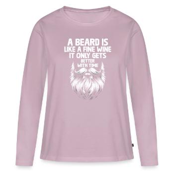 Une barbe, c’est comme un bon vin, ça ne fait que s’améliorer - T-shirt manches longues Premium bio Femme - rose poudré - Devant - Julia (174cm)