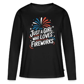 Pyrotechnie Feux d’artifice Pyrotechnie - T-shirt manches longues Premium bio Femme - noir - Devant - Julia (174cm)