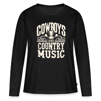 Cowboys Et Musique Country, Chanson D’amoureux, Chansons De Country, - T-shirt manches longues Premium bio Femme - noir - Devant - Julia (174cm)