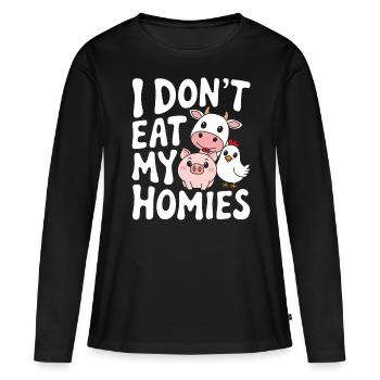 Végétarien Végétalien Végétarien Végétarien - T-shirt manches longues Premium bio Femme - noir - Devant - Julia (174cm)