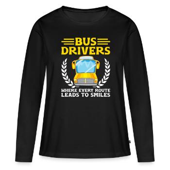 Des chauffeurs d’autobus où chaque itinéraire mène au sourire - T-shirt manches longues Premium bio Femme - noir - Devant - Julia (174cm)