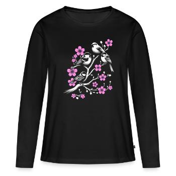 Oiseaux Observation des oiseaux Observation des oiseaux Birdwatcher - T-shirt manches longues Premium bio Femme - noir - Devant - Julia (174cm)