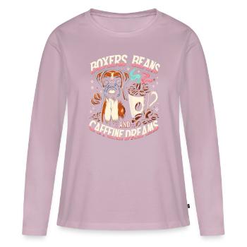 Boxer Beans And Caffeine Dreams Dog Lover - Women's Premium Organic Long Sleeve Shirt - dusky pink - Front - Julia (174cm)