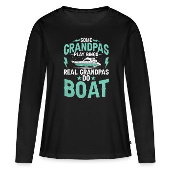 Certains grands-pères jouent au bingo de vrais grands-pères font du bateau - T-shirt manches longues Premium bio Femme - noir - Devant - Julia (174cm)
