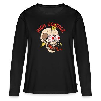 Monteur de lignes électricien crâne à haut voltag - T-shirt manches longues Premium bio Femme - noir - Devant - Julia (174cm)