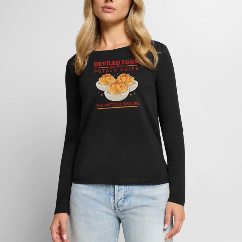 Gefüllte Eier Deviled Eggs Geschenke Frauen Premium Bio Langarmshirt