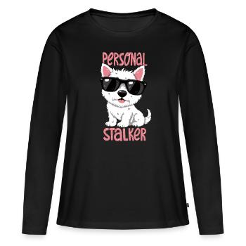 Personal Stalker – Westie avec style - T-shirt manches longues Premium bio Femme - noir - Devant - Julia (174cm)