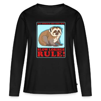 Plumploris Slow Lorises Geschenk - Frauen Premium Bio Langarmshirt - Schwarz - Vorne - Julia (174cm)