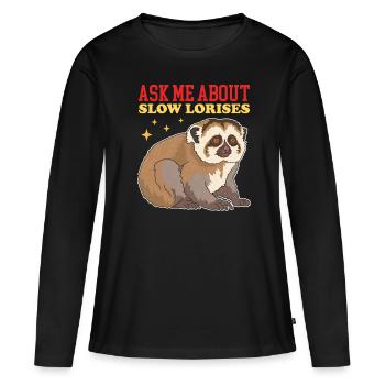 Plumploris Slow Lorises Geschenke - Frauen Premium Bio Langarmshirt - Schwarz - Vorne - Julia (174cm)