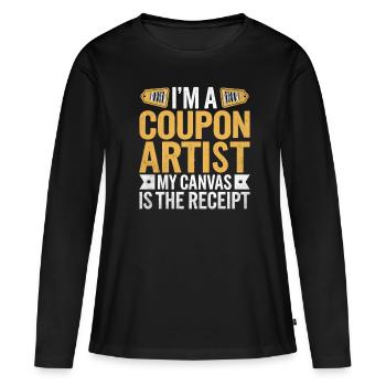 Ich bin ein Gutscheinkünstler Meine Leinwand ist die Quittung - Frauen Premium Bio Langarmshirt - Schwarz - Vorne - Julia (174cm)