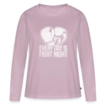 Chaque jour est Fight Night Boxer Sports Strength Gym - T-shirt manches longues Premium bio Femme - rose poudré - Devant - Julia (174cm)