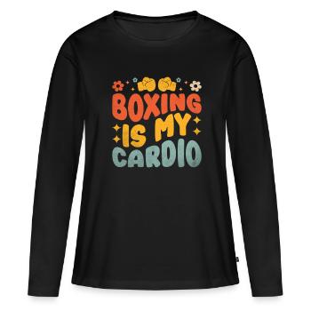 La boxe est mon cardio boxeur sport musculation gym - T-shirt manches longues Premium bio Femme - noir - Devant - Julia (174cm)