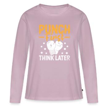 Coup de poing D’abord Penser Plus tard Boxeur Sports Force - T-shirt manches longues Premium bio Femme - rose poudré - Devant - Julia (174cm)