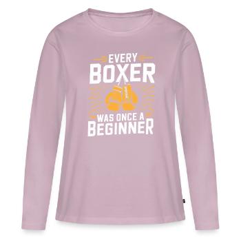 Chaque boxeur était autrefois un boxeur débutant Sports - T-shirt manches longues Premium bio Femme - rose poudré - Devant - Julia (174cm)
