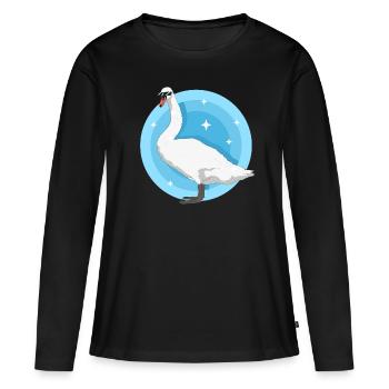 Cygnes Cygnes Swan Lover Cadeaux - T-shirt manches longues Premium bio Femme - noir - Devant - Julia (174cm)