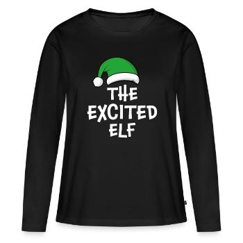 L’elfe excité - T-shirt manches longues Premium bio Femme - noir - Devant - Julia (174cm)