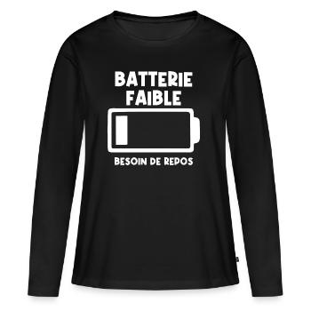 Batterie faible - T-shirt manches longues Premium bio Femme - noir - Devant - Julia (174cm)