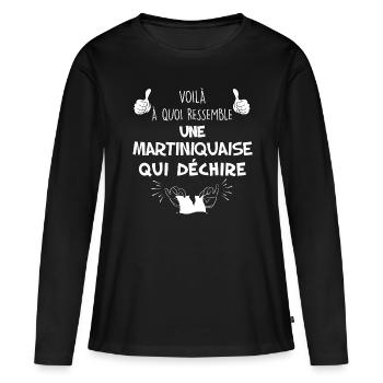 Martiniquaise qui déchire Cadeau Femme Soeur Maman - T-shirt manches longues Premium bio Femme - noir - Devant - Julia (174cm)