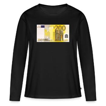 200 Euro billet de banque - T-shirt manches longues Premium bio Femme - noir - Devant - Julia (174cm)