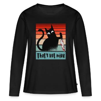 Ce n’est pas le mien, Chat innocent avec couteau - T-shirt manches longues Premium bio Femme - noir - Devant - Julia (174cm)