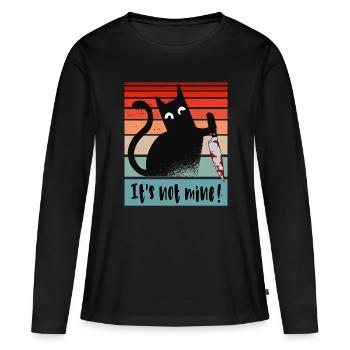 Ce n’est pas le mien, chat innocent avec un couteau - T-shirt manches longues Premium bio Femme - noir - Devant - Julia (174cm)