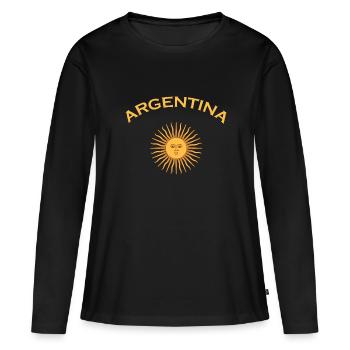 Drapeau de l’Argentine Drapeau - T-shirt manches longues Premium bio Femme - noir - Devant - Julia (174cm)