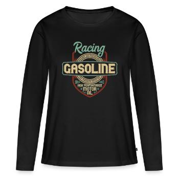 Essence de course - T-shirt manches longues Premium bio Femme - noir - Devant - Julia (174cm)