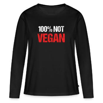 Fleischfresser Shirt Anti Vegan Fleisch Geschenk - Frauen Premium Bio Langarmshirt - Schwarz - Vorne - Julia (174cm)