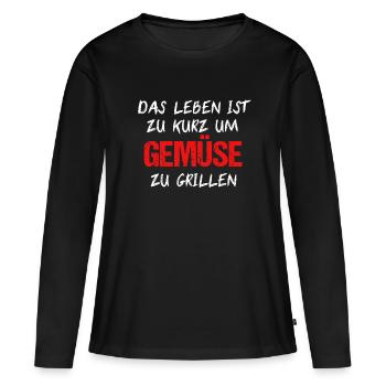 Grillen TShirt Grillmeister Grillsaison Geschenk - Frauen Premium Bio Langarmshirt - Schwarz - Vorne - Julia (174cm)