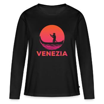 Venise Venise Italie Chemise - T-shirt manches longues Premium bio Femme - noir - Devant - Julia (174cm)