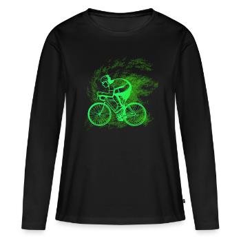 Biker Mann - Frauen Premium Bio Langarmshirt - Schwarz - Vorne - Julia (174cm)
