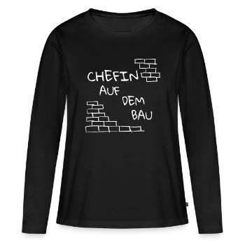 Bauherrin, Haus bauen, schlicht, dezent, Spruch - Frauen Premium Bio Langarmshirt - Schwarz - Vorne - Julia (174cm)