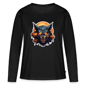 Werwolf - Frauen Premium Bio Langarmshirt - Schwarz - Vorne - Julia (174cm)
