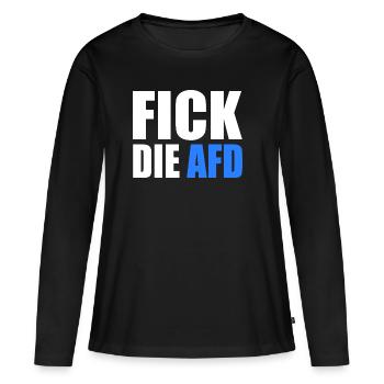 Fick die afd - Frauen Premium Bio Langarmshirt - Schwarz - Vorne - Julia (174cm)