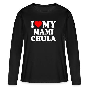 I love my mami chula - T-shirt manches longues Premium bio Femme - noir - Devant - Julia (174cm)