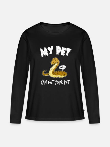 Schlange Python Haustier Lustig Geschenk - Frauen Premium Bio Langarmshirt - Schwarz
