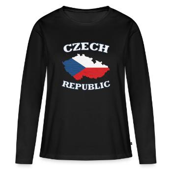 République Tchèque - T-shirt manches longues Premium bio Femme - noir - Devant - Julia (174cm)
