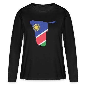 Namibia - Frauen Premium Bio Langarmshirt - Schwarz - Vorne - Julia (174cm)