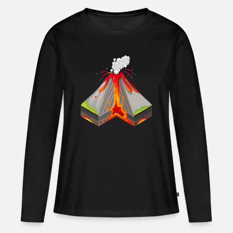 Vulkan - Frauen Premium Bio Langarmshirt - Schwarz