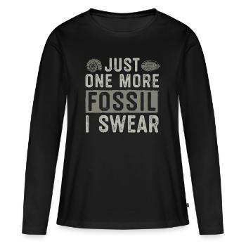 Un fossile de plus, je le jure | Collectionneurs de fossiles - T-shirt manches longues Premium bio Femme - noir - Devant - Julia (174cm)