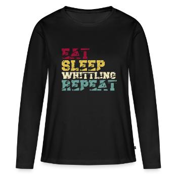 Whittling Holzschnitzer Holz Schnitzen Spruch - Frauen Premium Bio Langarmshirt - Schwarz - Vorne - Julia (174cm)